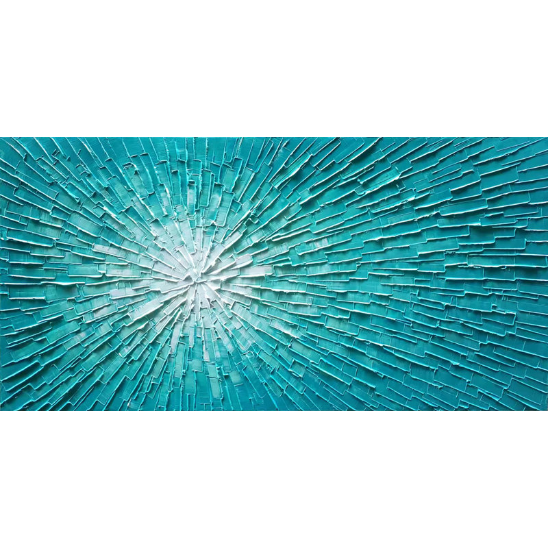 Abstrait soleil dans la forêt - peinture sur toile tendue, L 48 po x H 24 po
