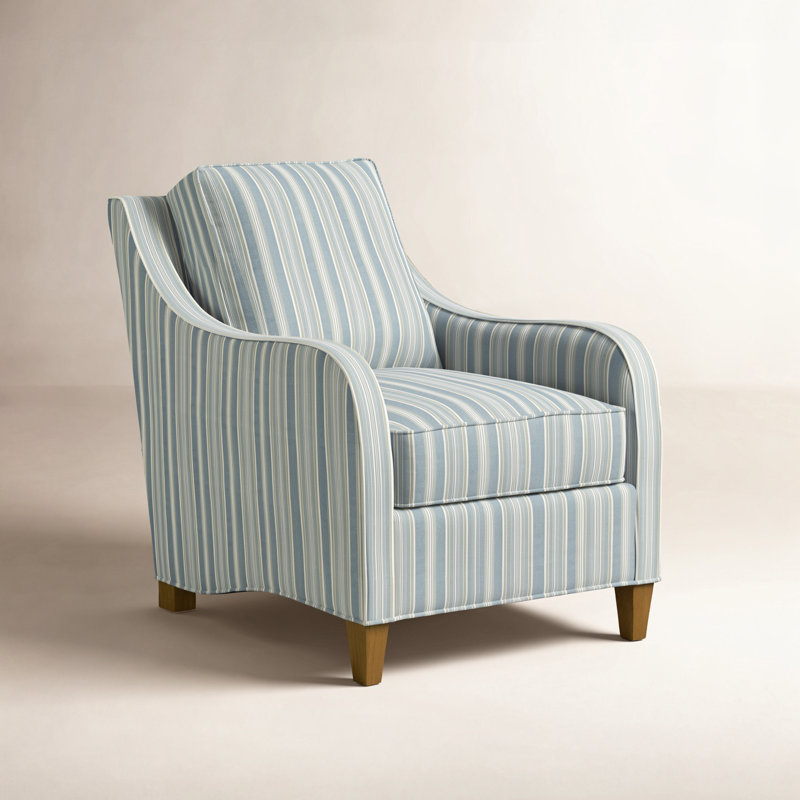 Koko Armchair, Havana Finish, Green and Blue Stripe; 0252-54