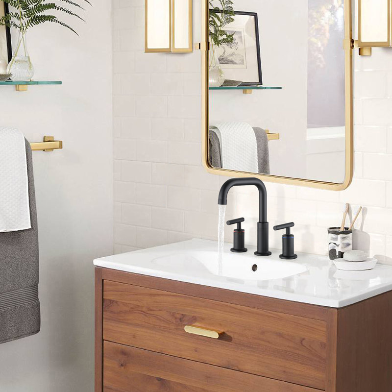 2-handle Bathroom Faucet with Drain Assembly, Matte Black