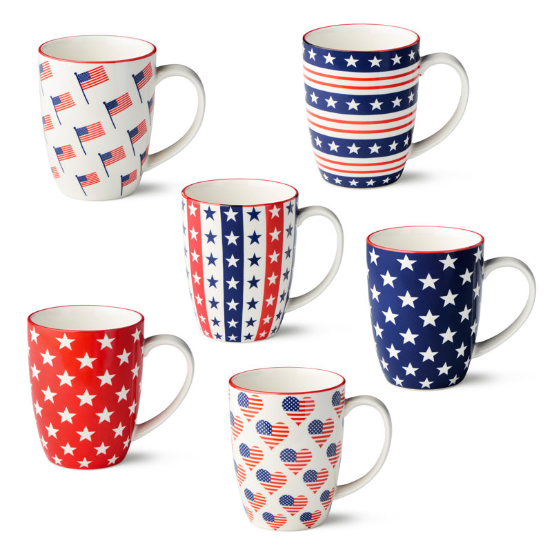 Ensemble de grandes tasses en porcelaine à motif patiné Patriotic