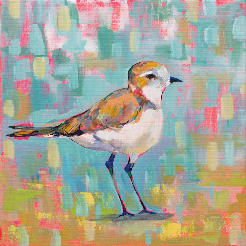 «Coastal Plover III» par Jeanette Vertentes - Peinture sur toile, H 12 po x l 12 po