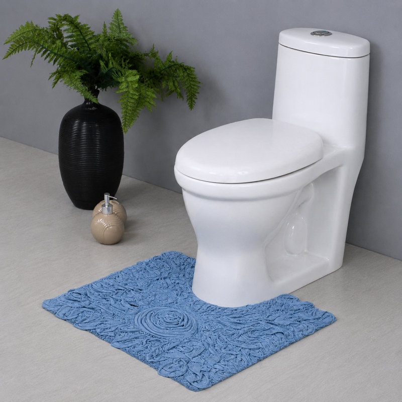 Schoenberger 100% Cotton Contour Bath Mat 20"x20", Sky Blue
