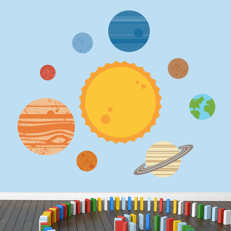 Décalcomanie murale imprimée système solaire