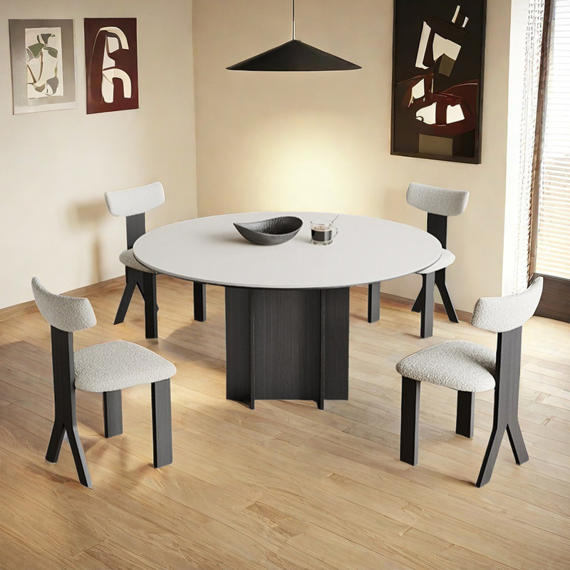 Ensemble de table de salle à manger rond français, H 29,5 po x L 47,2 po x l 47,2 po