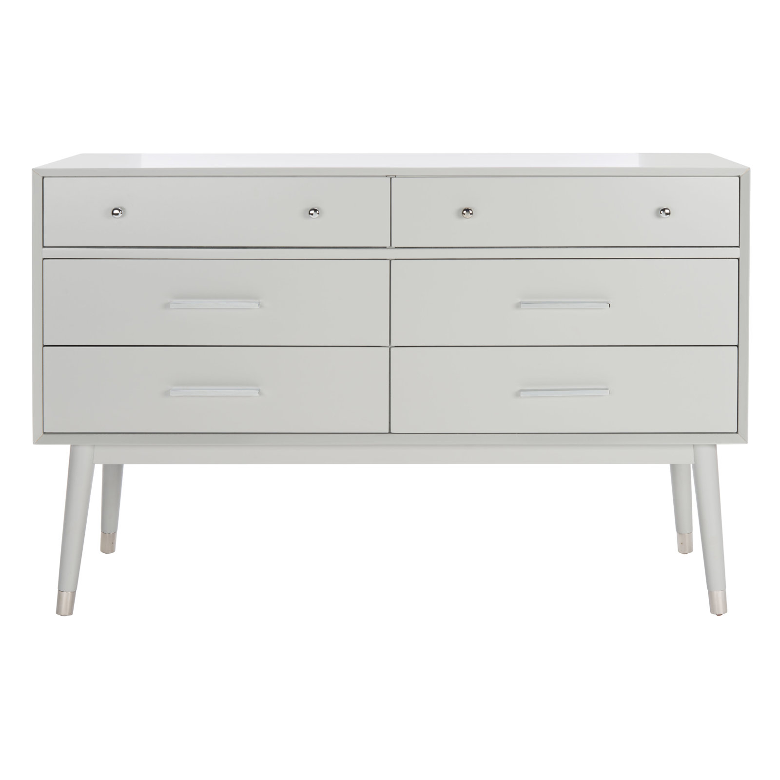 Samuel 6 - Drawer Double Dresser, Gray/Silver