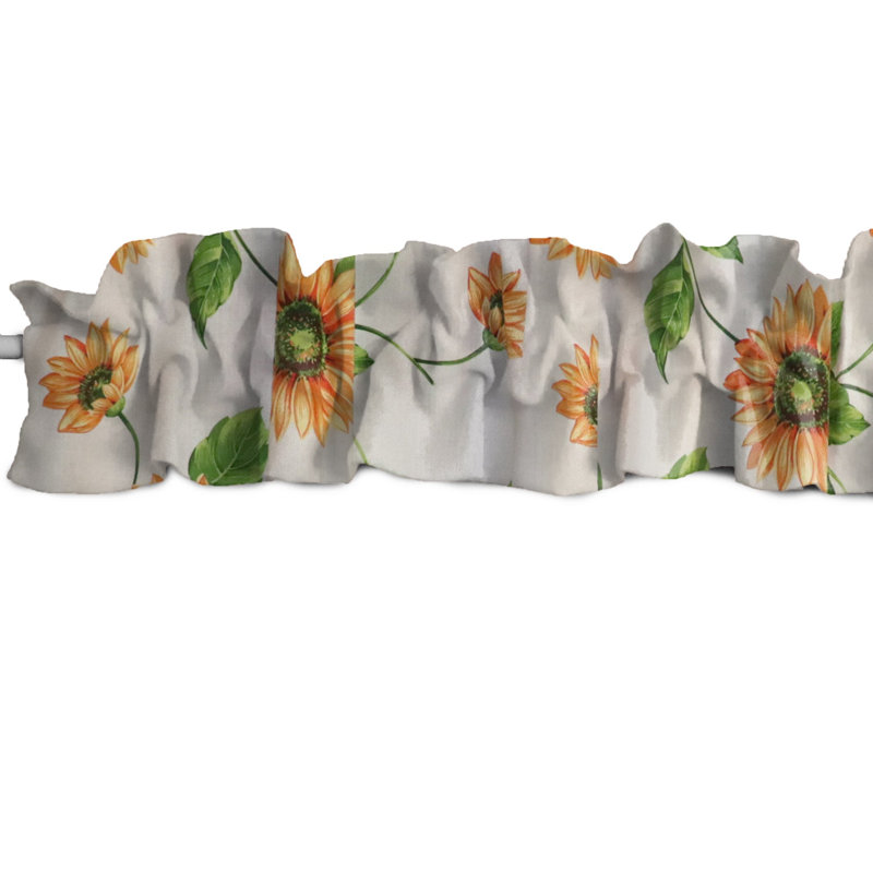 Cantonnière à motif de tournesols, L 120 po x L 9 po, Blanc