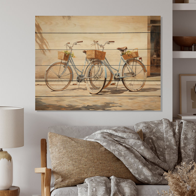 Vélo «Peaceful Rides I» sur bois, H 10 po x l 20 po x P 0,78 po
