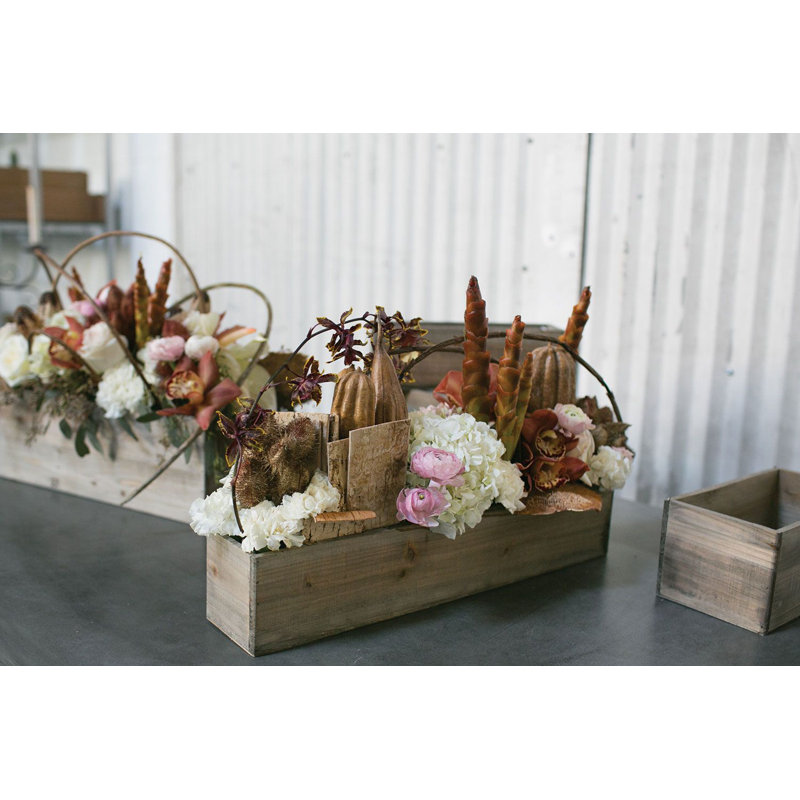 Tariah Handmade Wood Planter Box, Brown, 4" H x 20" W x 4" D