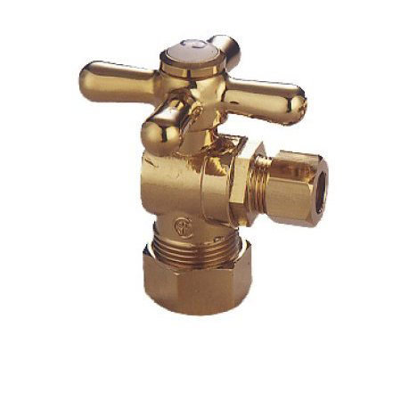Accents Decorative Quarter Turn Valves with Cross Handles, Polished Brass