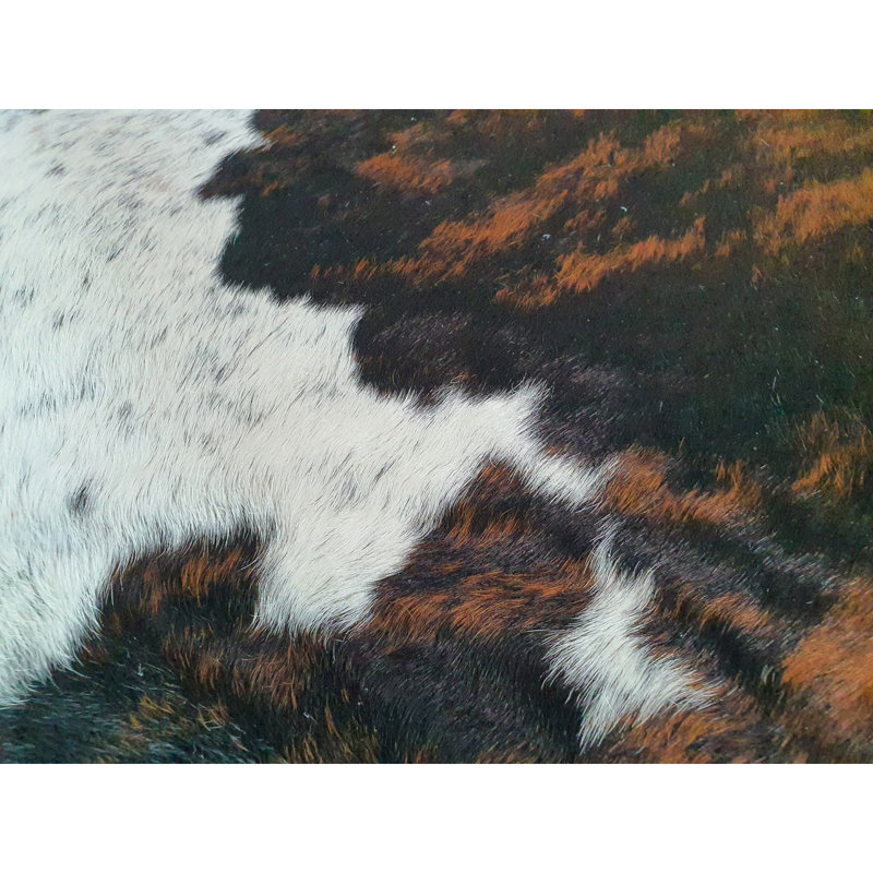 Tapis en cuir de vache blanc Brindle, Nouveauté de 7 pi x 8 pi 6 po