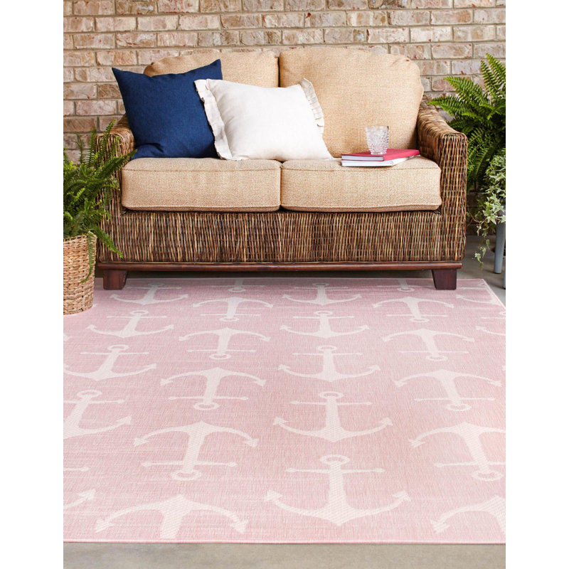 Tapis intérieur / extérieur Brentwood, Rectangle 6 pi x 9 pi, Rose