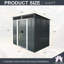 Remise de rangement extérieure 6 x 5 en métal noir avec plaque transparente