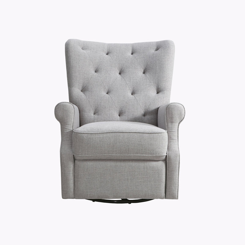 Alice Wingback Swivel Recliner, Gray Linen