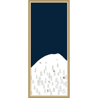 Tableau d'affichage en tissu encadré, motif skieurs d'hiver