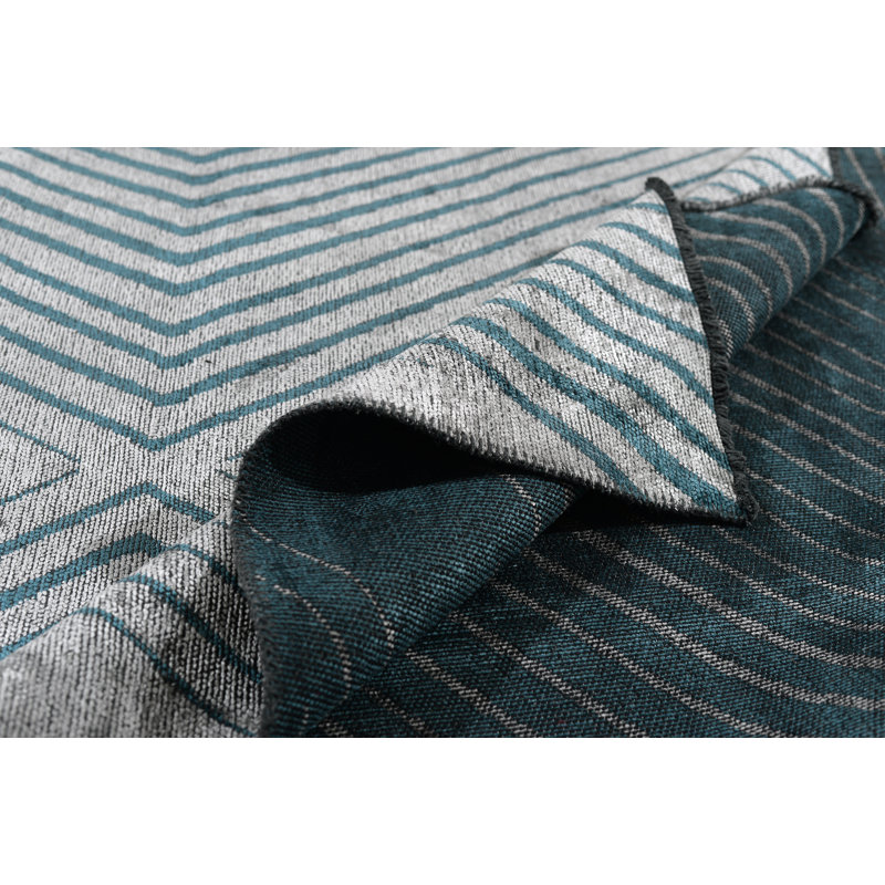 Rapture Machine Woven Cotton Chevron Area Rug in Teal Blue, Rectangle 7'10" x 11'2"