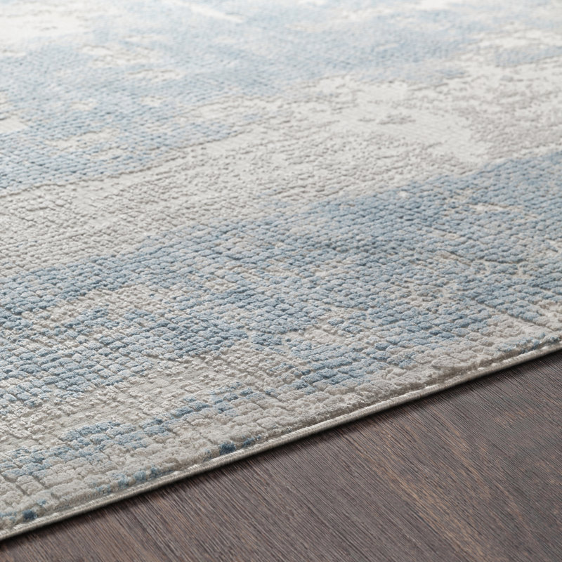 Omaha Abstract Area Rug in Sky Blue/Gray, Rectangle 5'3" x 7'3"