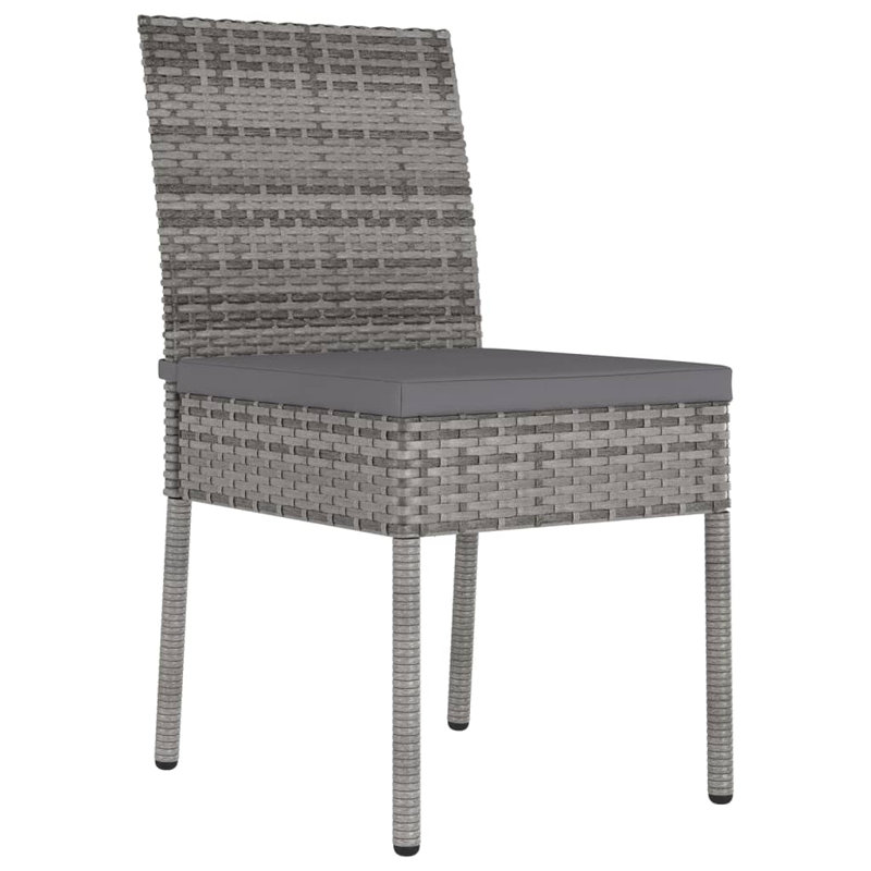 Crean Patio Dining Side Chair with Cushion, Grey, Grey