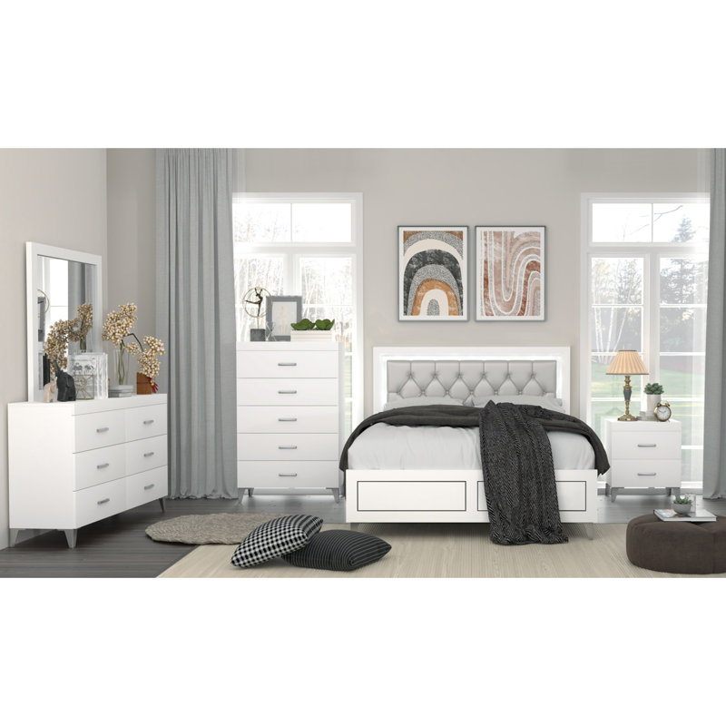 Lit rembourré de style contemporain, Queen