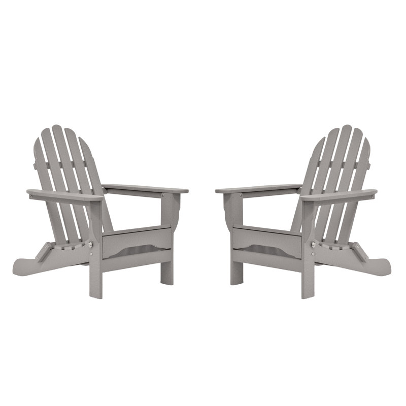 Leighton Foldable Outdoor Adirondack Set, Light Gray