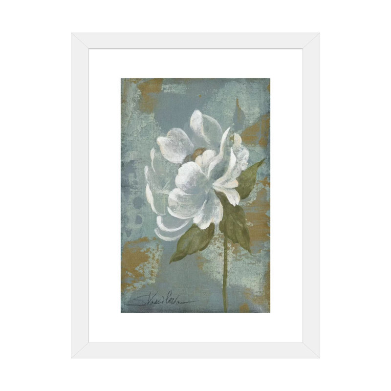 «Peony Tile II» par Silvia Vassileva - reproduction d'art, Blanc, H 24 po x l 16 po x P 1 po, Papier encadré blanc