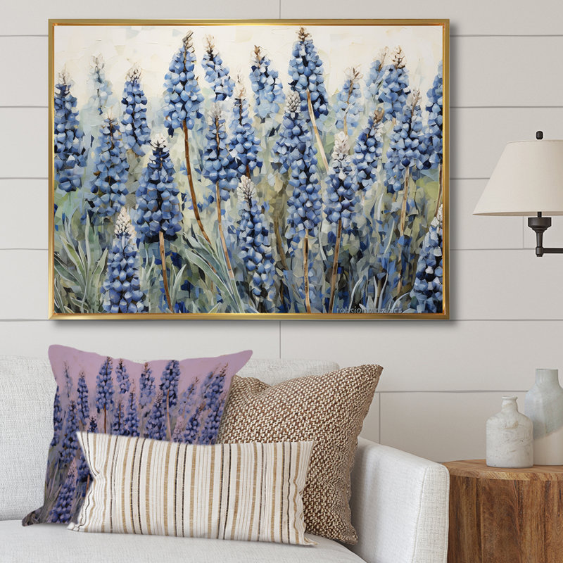 Magical Blue Bonnets Meadows II, reproduction d'art sur toile, H 30 po x l 40 po x P 1,5 po, Or