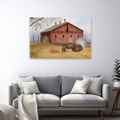 Old Red Barn - Contemporary Farm Barn Tractor Art