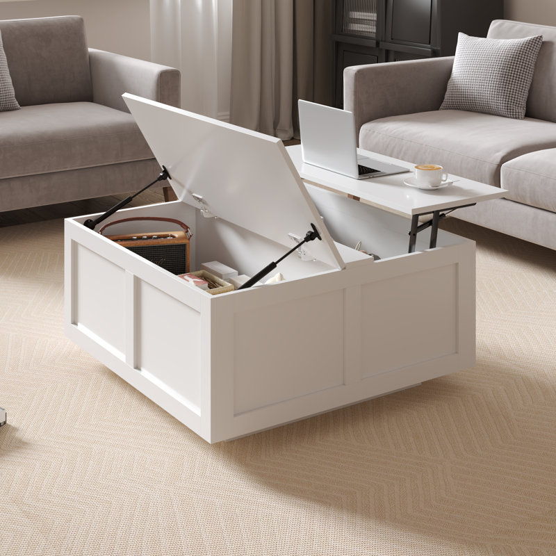 Coffee Table with Storage, White