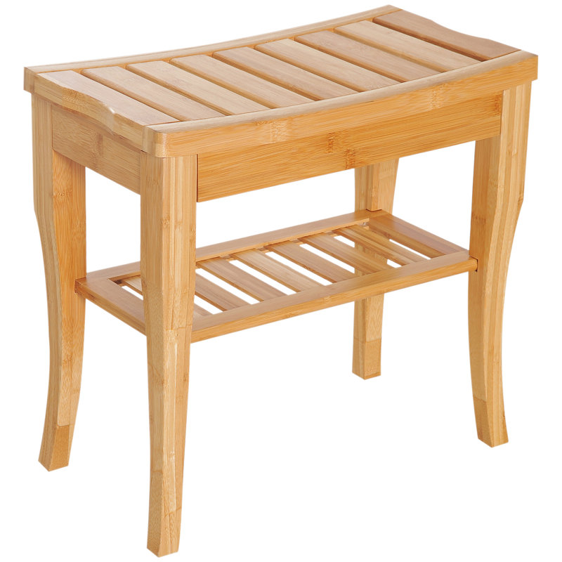 Stylish Bamboo Shower Bench with Practical Storage and Stable Structure