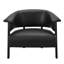 Fauteuil à oreilles en similicuir noir, monobloc, dossier enveloppant, design ergonomique, pieds en bois d'hévéa massif-460345869