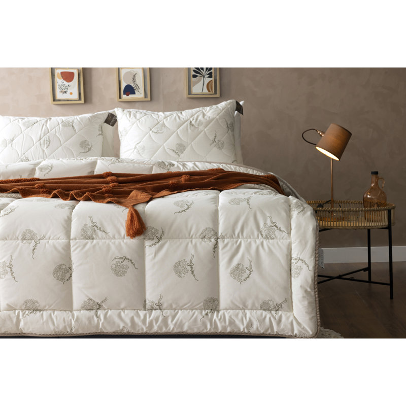 Édredon 100% laine avec housse en tissu 100% coton Duvetta, Très grand lit