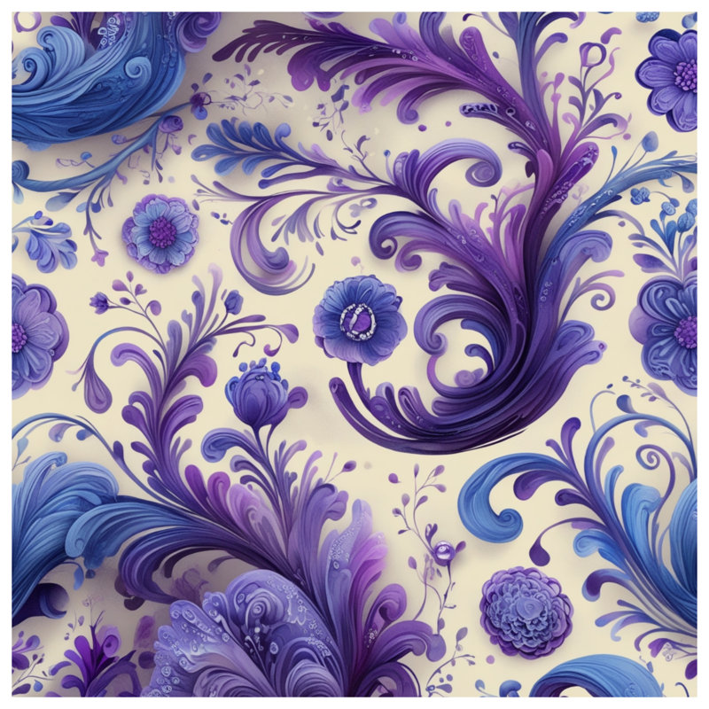 Édredon bleu, mauve, fleurs, Très grand lit