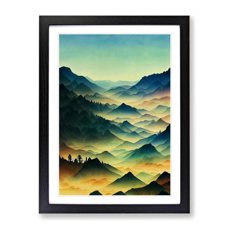 XV1022-4268X Stupendous Mountain Landscape - Print, Black Framed Paper, White, 66cm H x 48cm W
