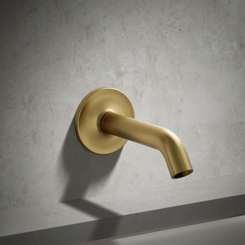 Purist® Wall Mount Non Diverter Bath Tub Spout, Vibrant Moderne Brushed Gold