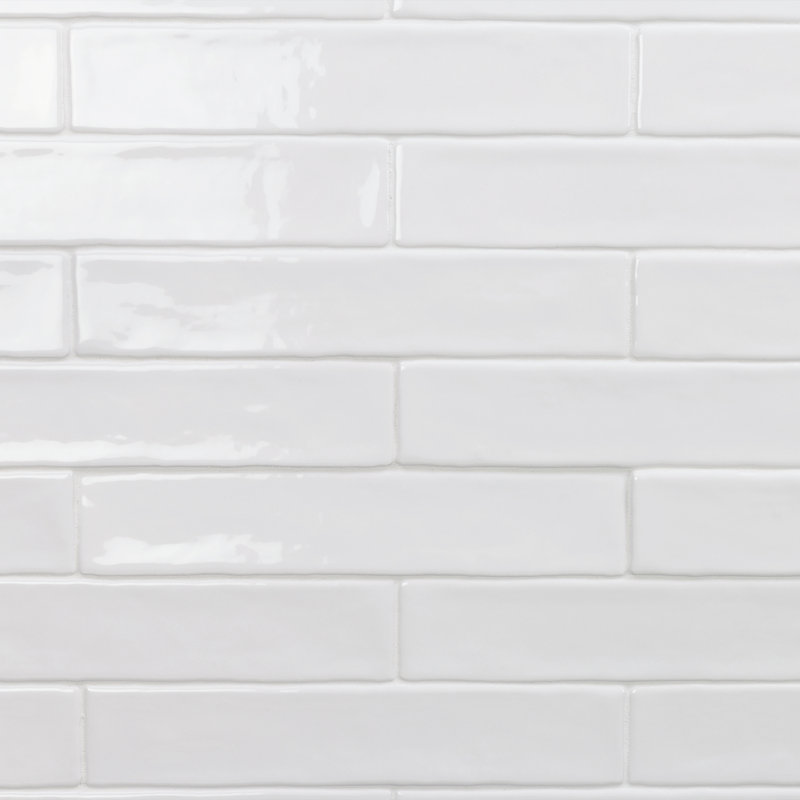 Brookline Polished 2" x 10" Ceramic Brick Look Subway Wall Tile (5.38 sq. ft./ box), White