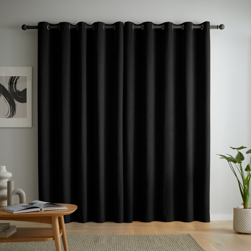 Wilson Blackout Thermal Curtains, Black, 229cm Width x 229cm Drop
