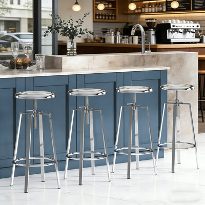 Swivel Adjustable Bar Stools Set of 4, Industrial Metal Counter Stools With Footrest, Bar Chairs For Kitchen Island, Home Bar, Pub