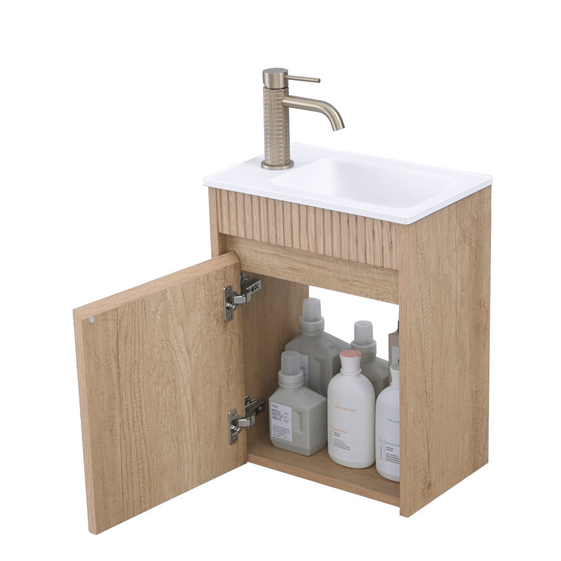 Meuble-lavabo de 16 po avec lavabo en résine et portes à fermeture douce