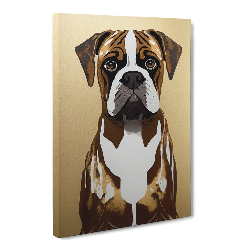 Boxer Dog Gold Leaf Vol.1 - Wrapped Canvas, 50cm H x 35cm W x 3cm D