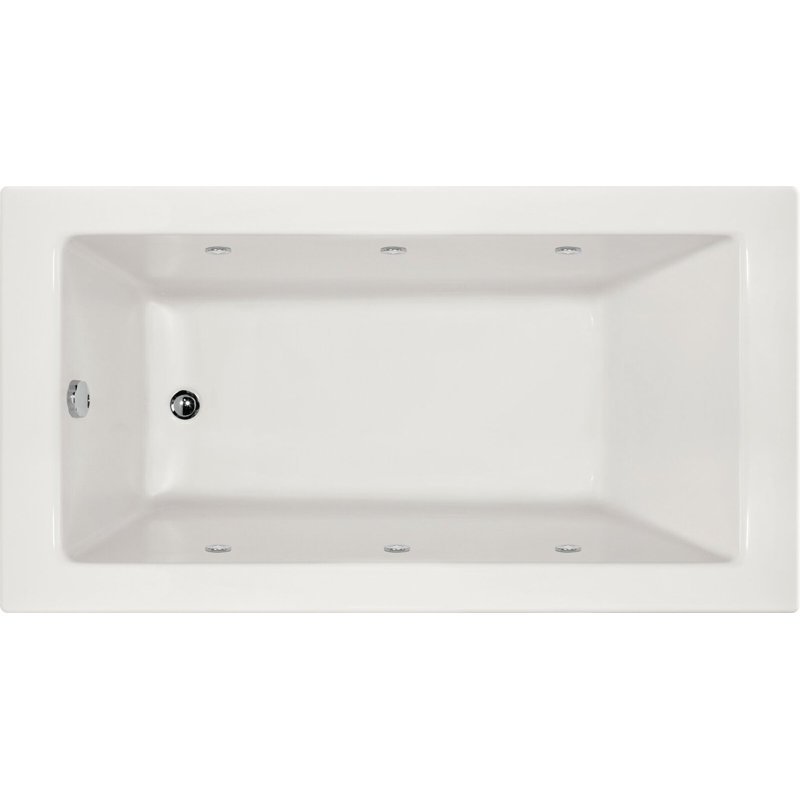 Sydney 60'' L Whirlpool Bathtub, White, Left, Matte Black