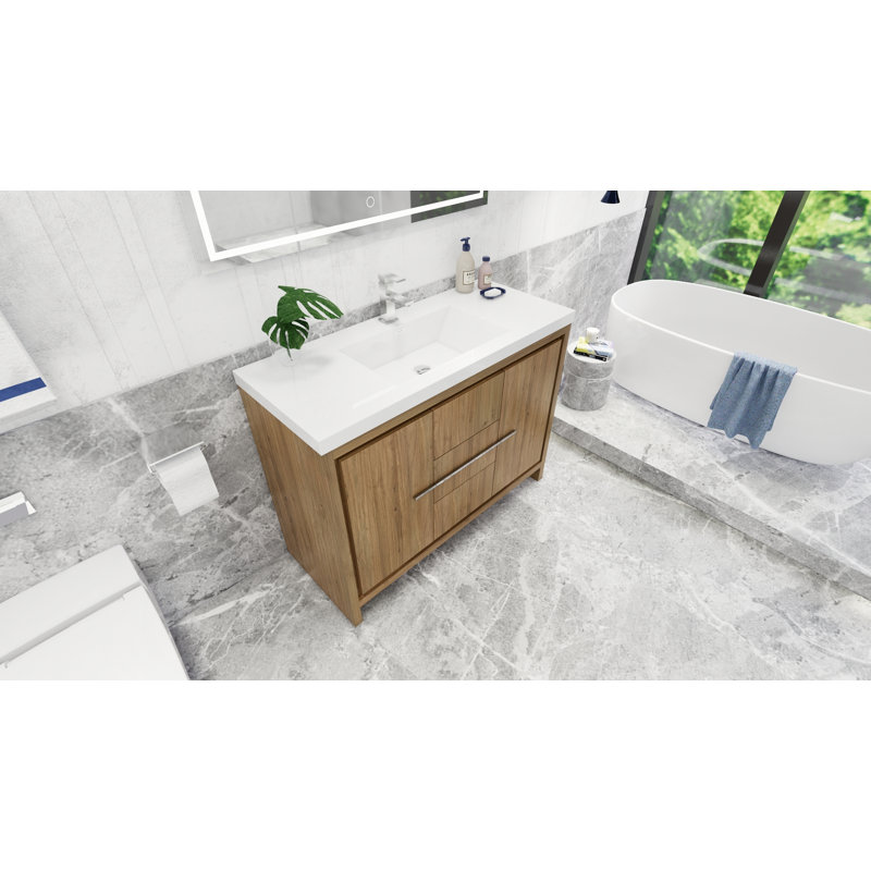 Ensemble de meuble-lavabo simple 47 po Alsadig, Chêne naturel