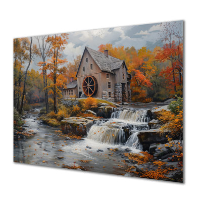 Automne brun et blanc, photo architecturale de moulins - art mural Mills