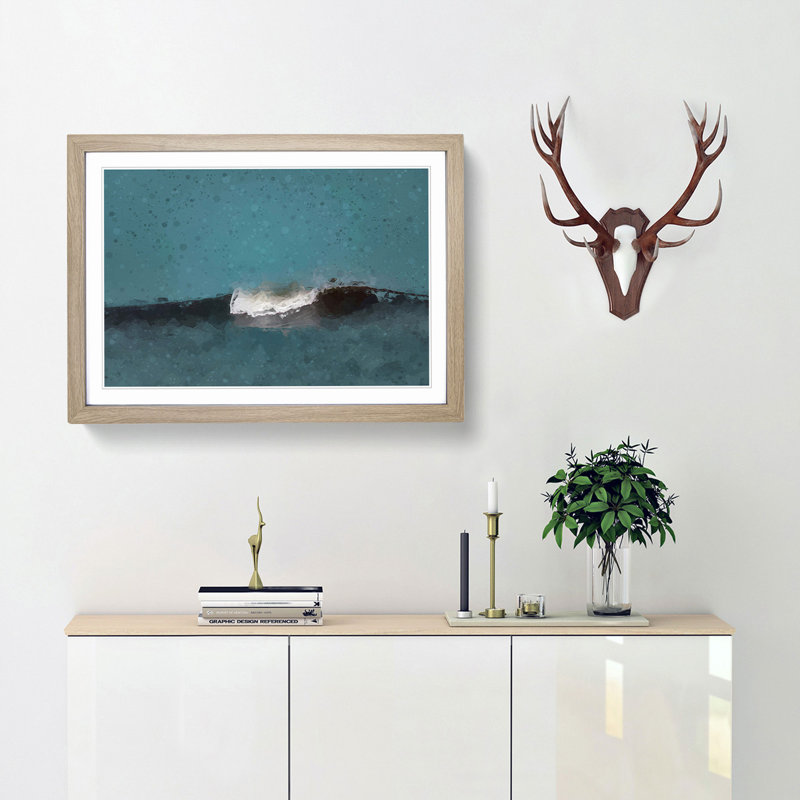 Wave Curl in Abstract - Picture Frame Graphic Art Print, 60cm H x 91cm W x 2cm D, Oak