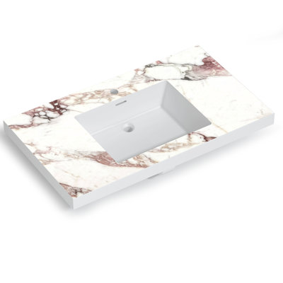 Comptoir de meuble-lavabo 36 po x 18 po avec lavabo rectangulaire intégré, veinure de marbre et fixation pour robinet à un trou