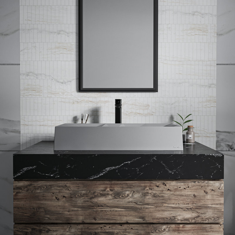 Karran Diamond 28 In. Quartz Rectangular Vessel Sink, Gray