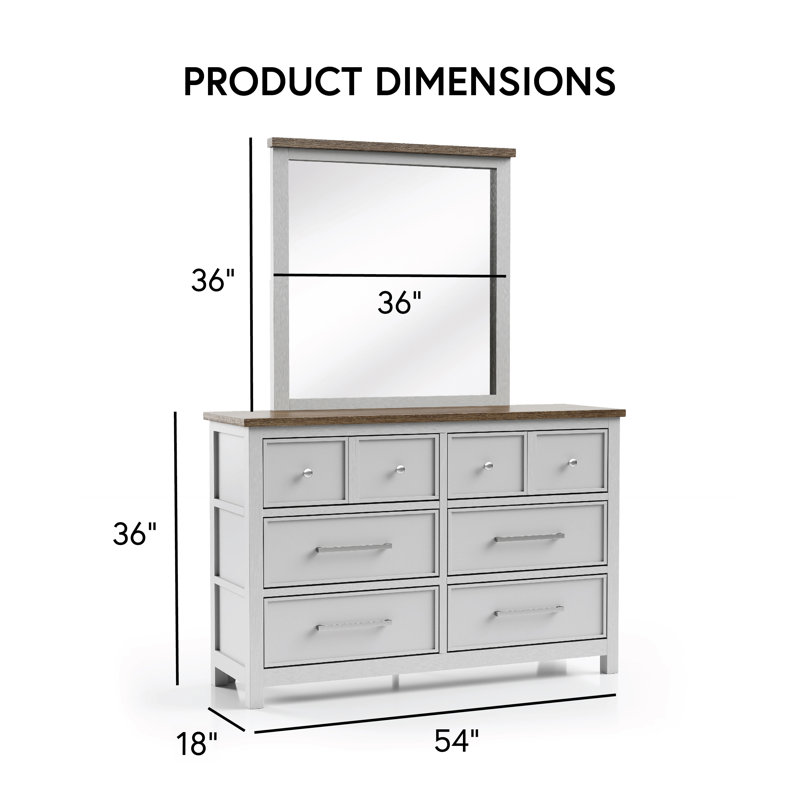Lonegan 2-Piece 7-Drawer Dresser And Mirror Set, White