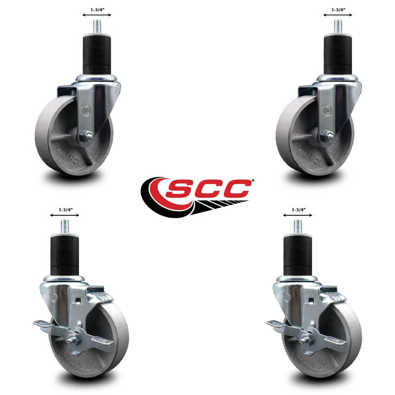 Ensemble de roulettes extensibles semi-pivotantes à 2 roues SCC TLB 4 po x 1-3 / 4 po