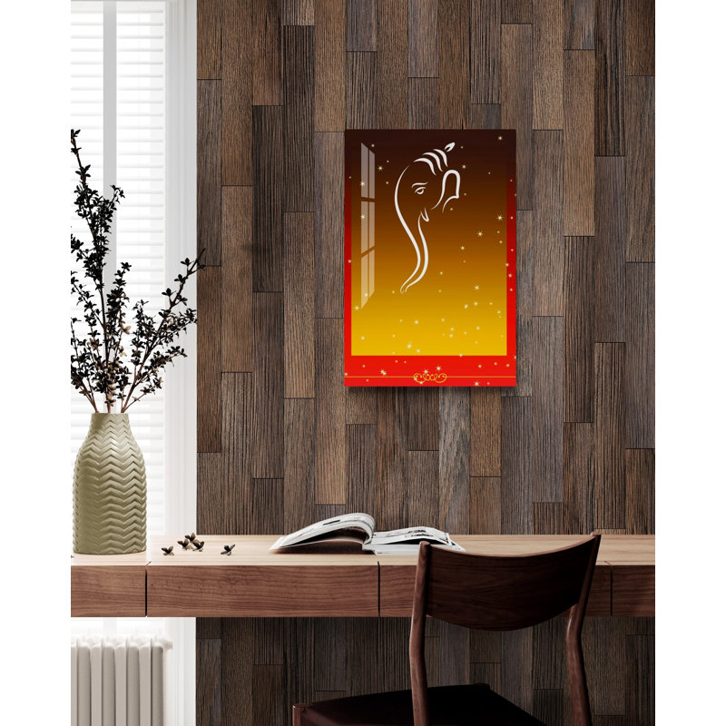 Décoration murale en verre trempé Idole Ganpati, L 15,50 po x H 23,50 po