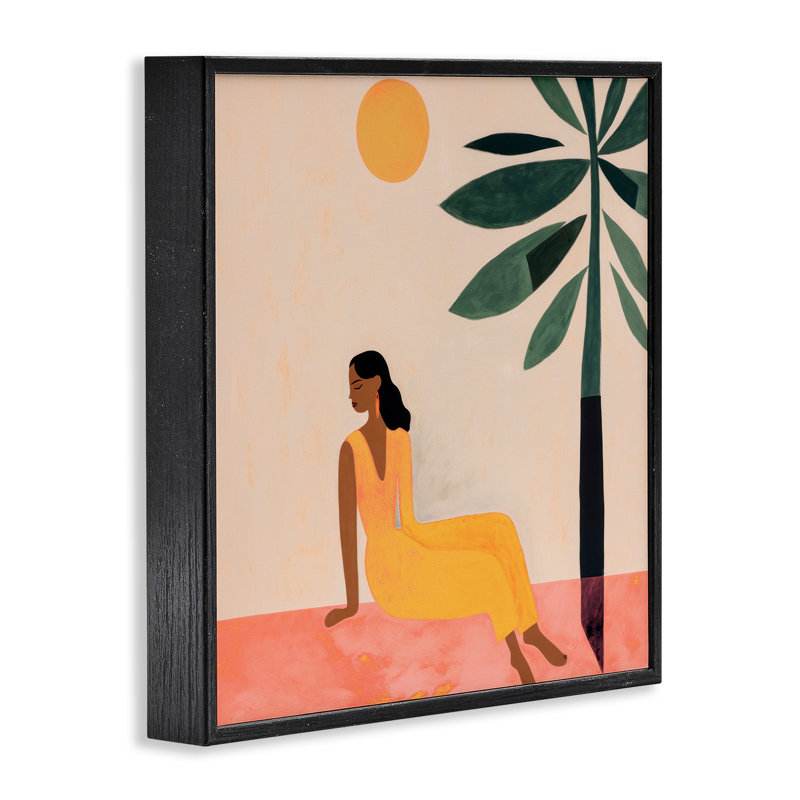 «Tropical Boho Woman», art de la giclée encadrée par Lazar Studio, H 17 po x l 17 po, Giclée encadrée noir minuit