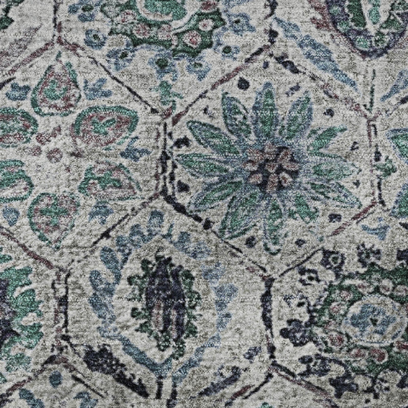 Premium Machine Washable Ralston AMF1938 Floral Rug, Rectangle 1'8" x 2'6"