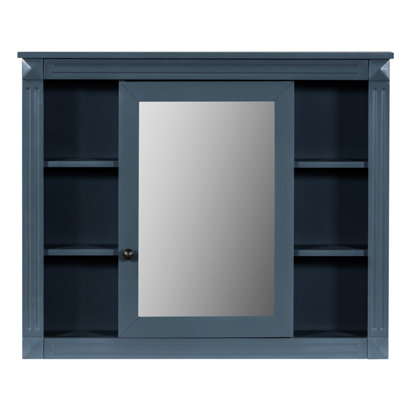 Meuble-lavabo 36 po avec résine, tiroir, porte et armoire de salle de bain, Bleu, Noir